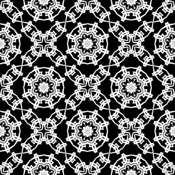 Black Ornamental Seamless Line Pattern Stock Illustration