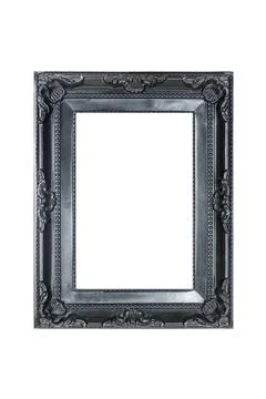 Black ornate frame isolate background. Vintage retro decoration design Stock Photos