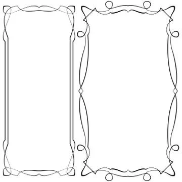 Black ornate frames on a white background Illustrazione stock