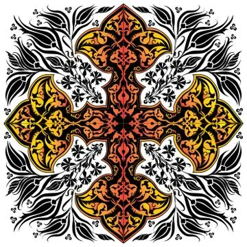 Black ottoman serial patterns twenty-seven Stock Illustration