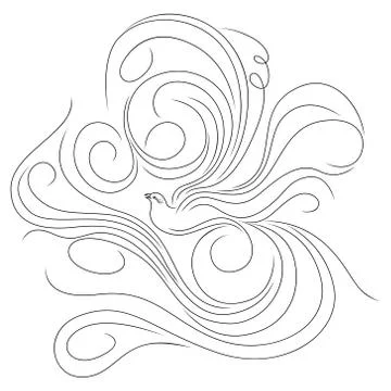 Black outline of abstract bird Stock Illustration