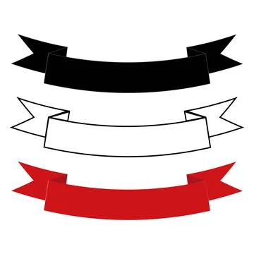 Black outline and solid color ribbon banner set for website Illustrazione stock