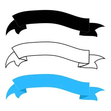 Black outline and solid color ribbon banner set for website Illustrazione stock