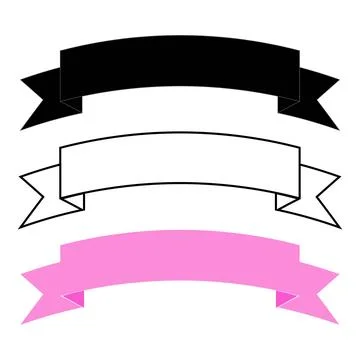 Black outline and solid color ribbon banner set for website Illustrazione stock