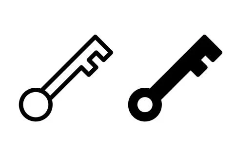 Black Outline And Solid Key Icons Symbolizing Security And Access Stock Illustration