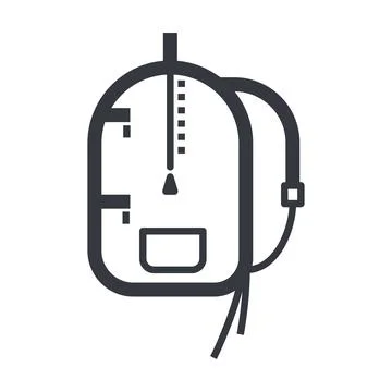Black outline backpack vector icon. Fully editable stroke Stock Illustration