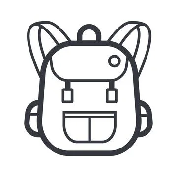 Black outline backpack vector icon. Fully editable stroke Stock Illustration