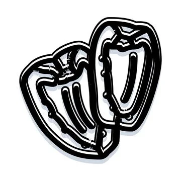 Black outline bell pepper vegetable drawing minimal design 스톡 일러스트