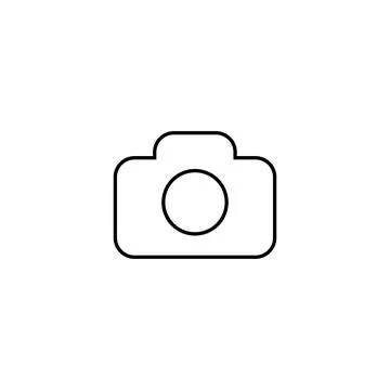 Black outline camera icon on white background symbol Stock Illustration