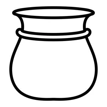 Black outline cauldron pot container vessel cooking storage symbol Stock Illustration