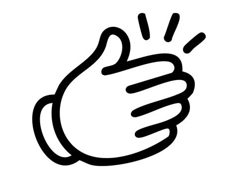 Black outline of clapping hand gesture icon isolated on white background 스톡 일러스트