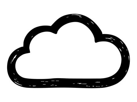 Black outline of a cloud icon, isolated on white background, illustration Stock Illustration