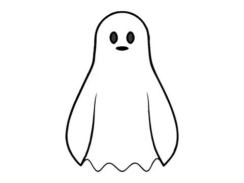 Black outline of cute ghost isolated on white background. Concept of spooky.. Stock Illustration
