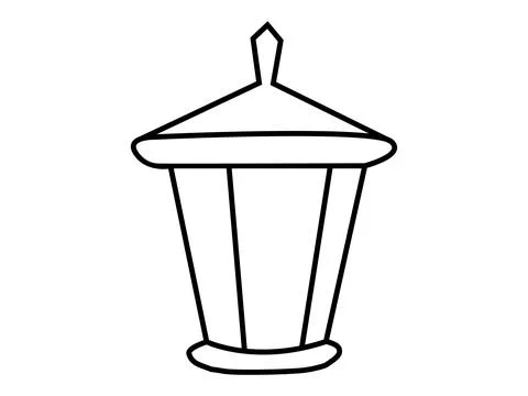 Black outline of decorative lantern lantern isolated on a white background. C Stock Illustration