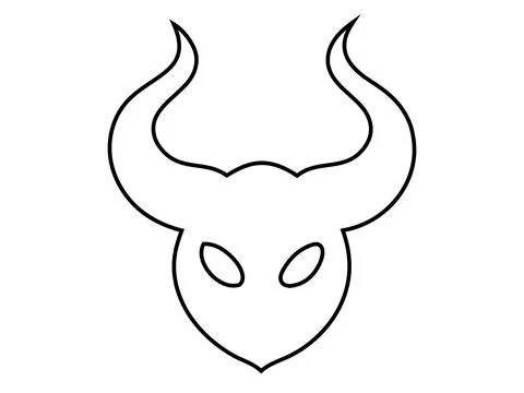 Black outline of a devil face isolated on a white background. Demon head with Stock Illustration