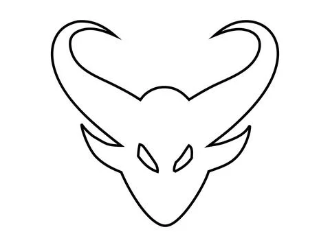Black outline of a devil face isolated on a white background. Demon head with Stock Illustration