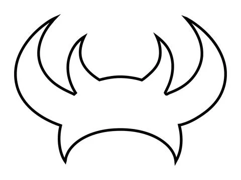 Black outline of devil horns with a curved shape design. Demon Horns. Conce.. Stock Illustration