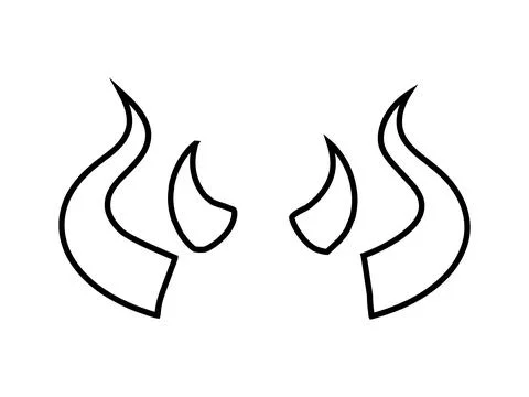 Black outline of devil horns with a curved shape design. Demon Horns. Hallo.. Stock Illustration
