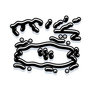 Black outline doodle drawing with white background Stock Illustration