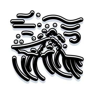 Black outline drawing of ocean wave cresting Stock Illustration