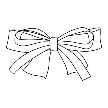 Black outline durable bow illustration. Ribbon with knot for gift card and .. Stock Illustration