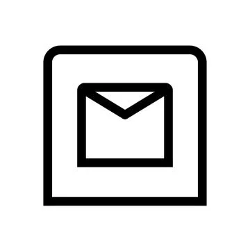 Black outline envelope icon inside a square frame for digital interface Stock Illustration