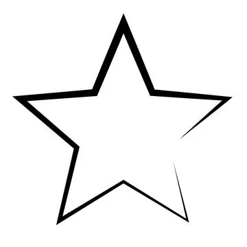 Black outline five pointed star shape hollow geometric contour Stock Illustration