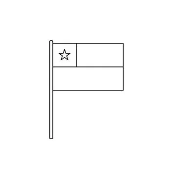 Black outline flag on of Chile. Thin line icon Illustration