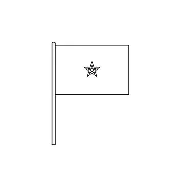 Black outline flag on of Morocco. Thin line icon Stockillustratie