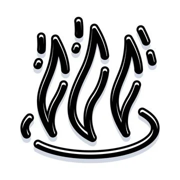 Black outline flame icon generating heat waves イラスト素材