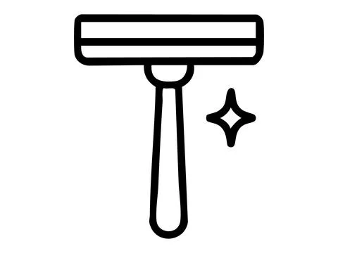 Black outline of Flat icon of window squeegee isolated on white background Stock Illustration