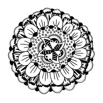 Black outline flower Illustrazione stock