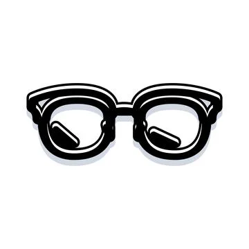 Black outline glasses with thick frames イラスト素材