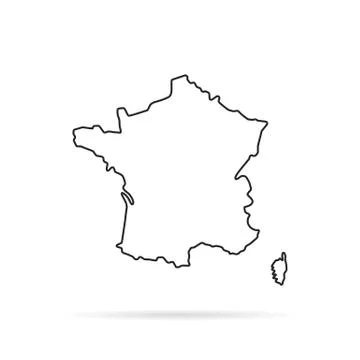 Black outline hand drawn map of france Stock Illustration