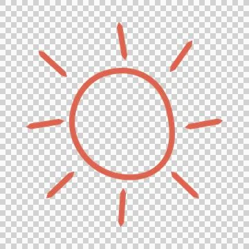 Black Outline Hand Drawn Sun Icon shining circle rays doodle Stock Illustration
