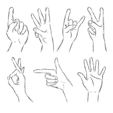 Black Outline Hands Stock Illustration