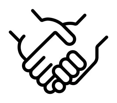 Black outline handshake on white background agreement partnership deal business Stock Illustration