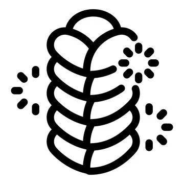 Black outline icon of a challah bread decorated for shabbat Stock Illustration