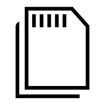 Black outline icon of duplicate document files isolated on transparent Stock Illustration