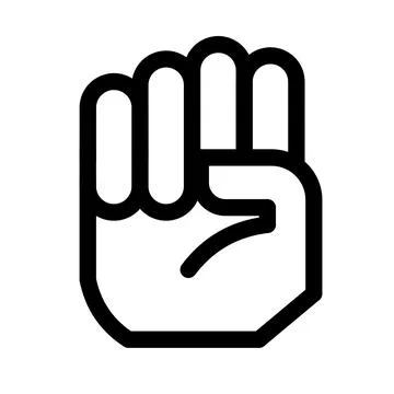 Black Outline Icon of a Human Hand Making a Fist Gesture Illustration