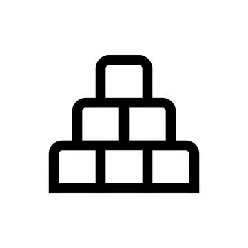 Black outline icon of a pyramid stack of six square blocks Stock Illustration