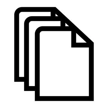 Black outline icon of stacked documents isolated on transparent background Stock Illustration