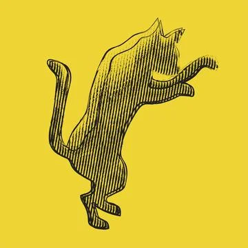 Black outline image of a cat Illustrazione stock