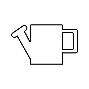 Black outline of a large rectangular watering can for watering, on a white Stock Illustration