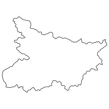 Black outline map of Bihar India state borders geographic contour Stock Illustration