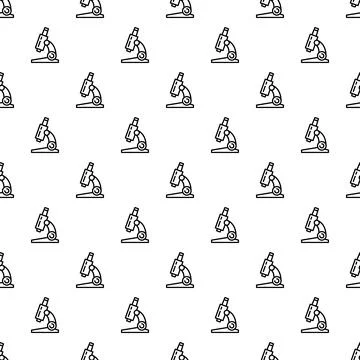 Black outline microscopes creating seamless scientific pattern Stock Illustration