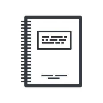 Black outline notebook vector icon. Fully editable stroke symbol Stock Illustration