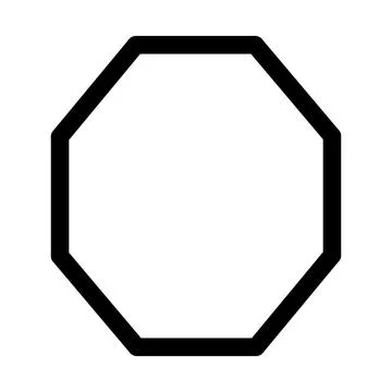 Black Outline Octagon Shape Isolated on Transparent Background Stock Illustration
