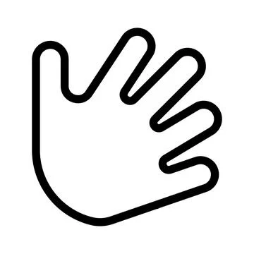 Black outline of an open hand with five fingers spread fingers Stock Illustration