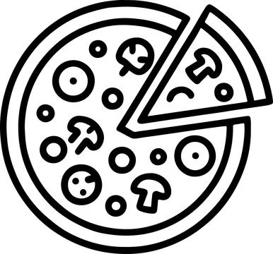Black outline pizza with missing slice vector illustration Stock Illustration